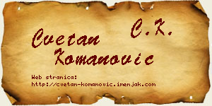 Cvetan Komanović vizit kartica